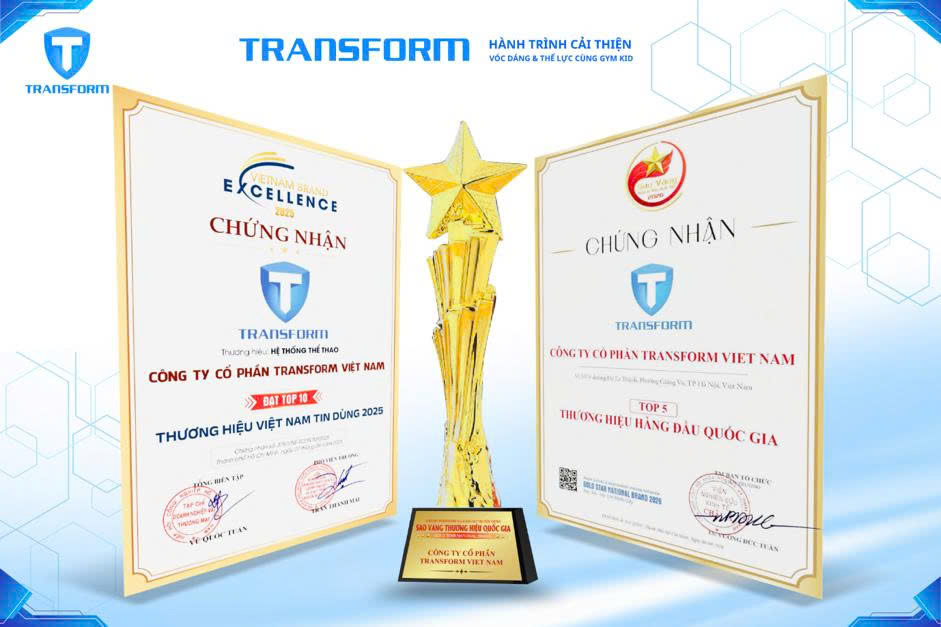 Transform's 2025 and 2026 brand recognition certificates displayed with a trophy